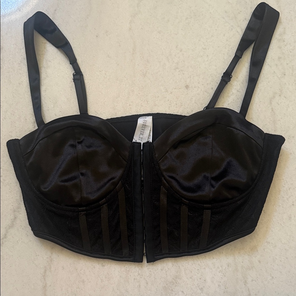 Forever 21 Black Satin Bustier